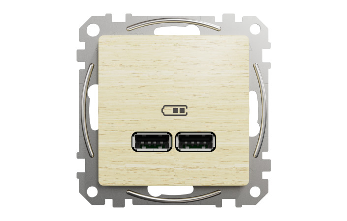 USB розетка A+A 2,1A Береза Sedna Elements - Зображення shnider_SDD180401_IOP-front_WD20.jpg