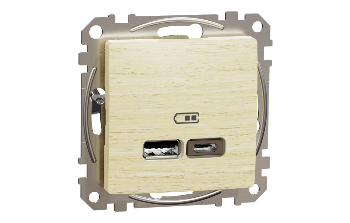 USB розетка типу А+С, 2,4 А, Береза Sedna Elements - Зображення shnider_SDD180402_IOP-def_WD.jpg