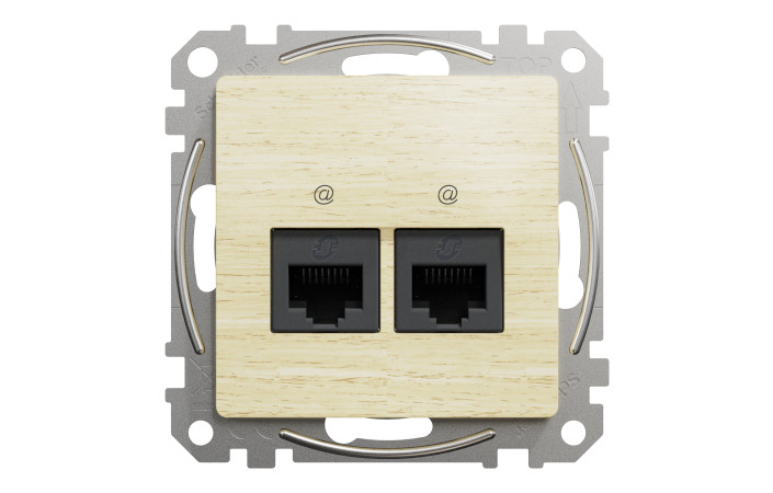 Подвійна комп'ютерна розетка RJ45 CAT 5E UTP, Береза Sedna Elements - Зображення shnider_SDD180452_IOP-front_WD20.jpg