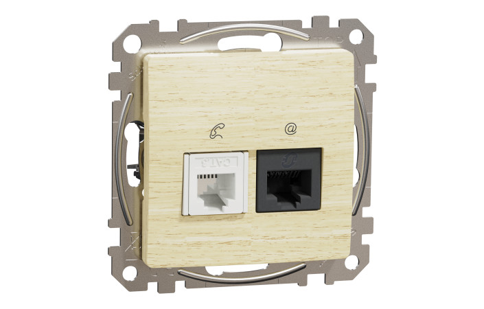Розетка телекомунікаційна RJ45+RJ11 6UTP, береза, Sedna Design & Elements - Зображення shnider_SDD180468_IOP-def_WD20.jpg