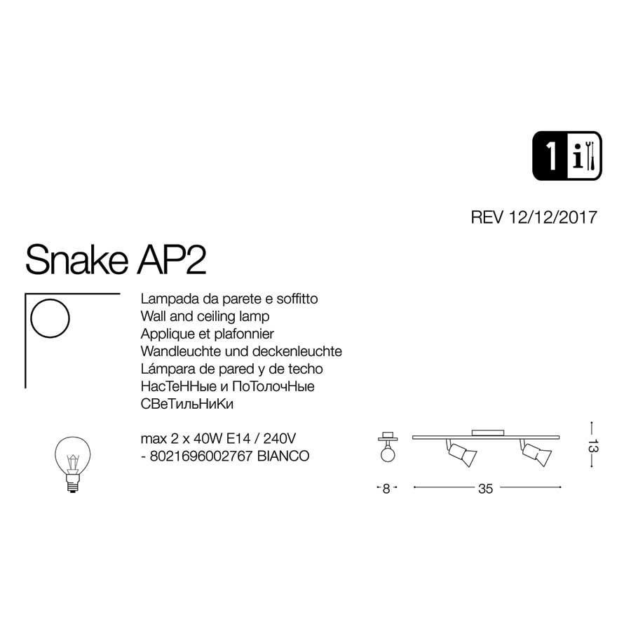 Спот SNAKE AP2 (002767), IDEAL LUX - Зображення 002767-1.jpg