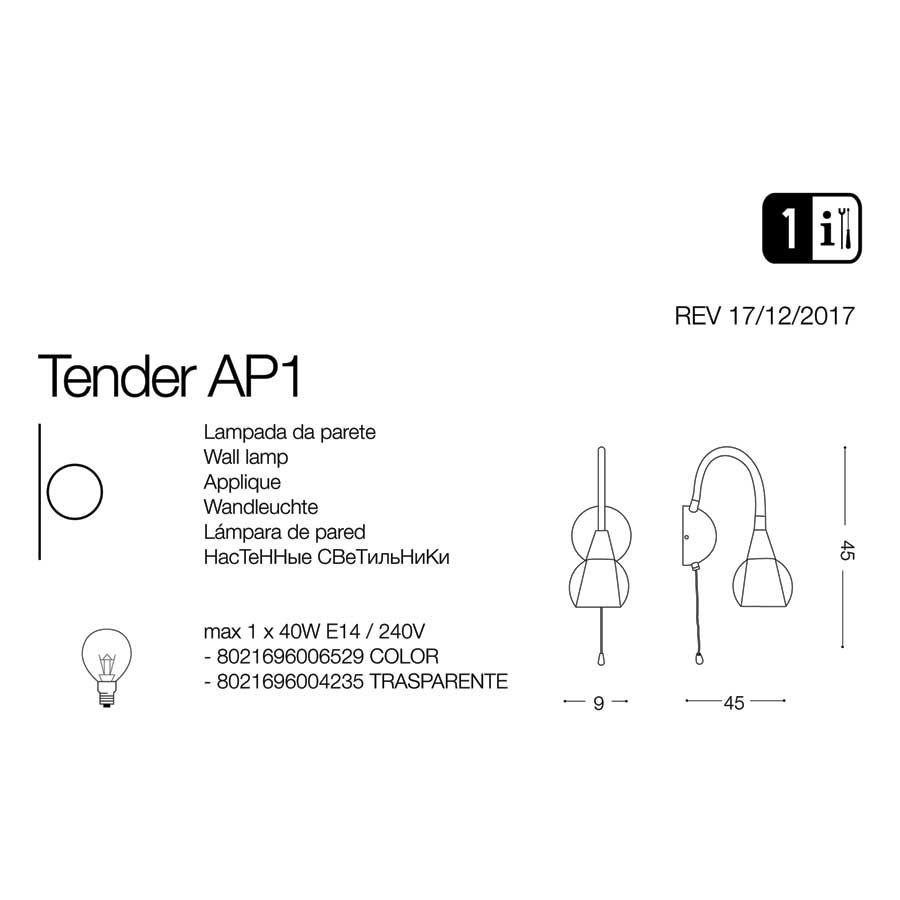 Бра TENDER AP1 (004235), IDEAL LUX - Зображення 004235--.jpg