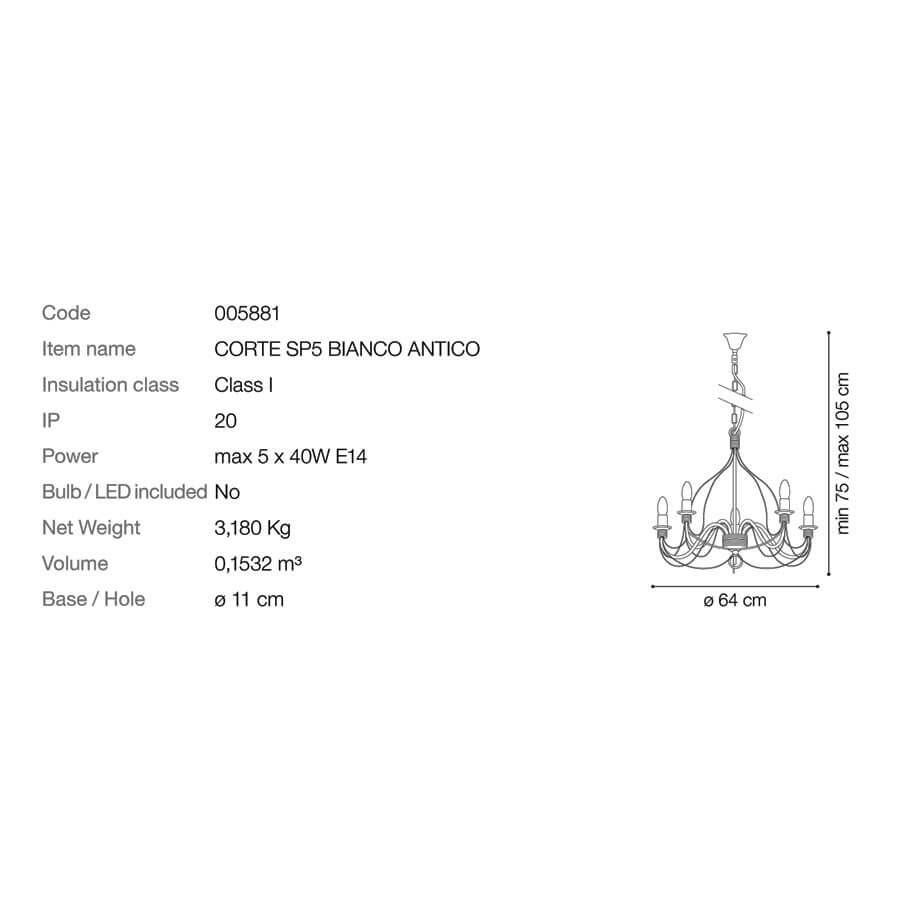 Люстра CORTE SP5 BIANCO ANTICO (005881), IDEAL LUX - Зображення 005881-.jpg