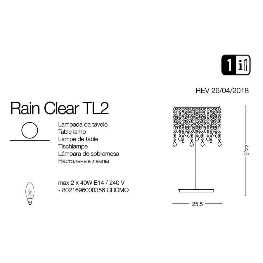 Настільна лампа RAIN TL2 TRASPARENTE (008356), IDEAL LUX - Зображення 008356-1_1.jpg