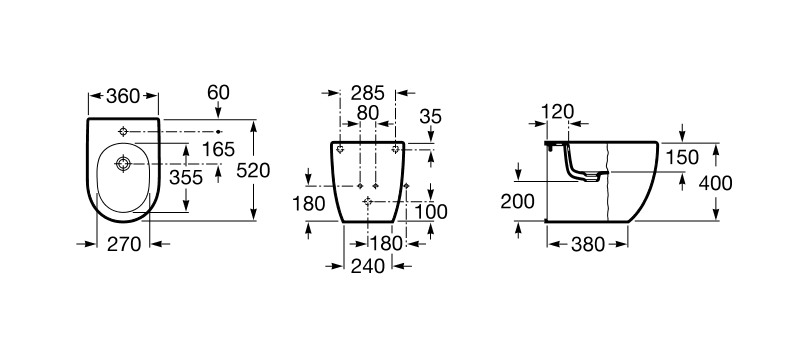 Біде підлогове Meridian-N Compacto (А357247000), Roca - Зображення 01135-n-kompakto-bide-pidlogove-a357247000-v.png