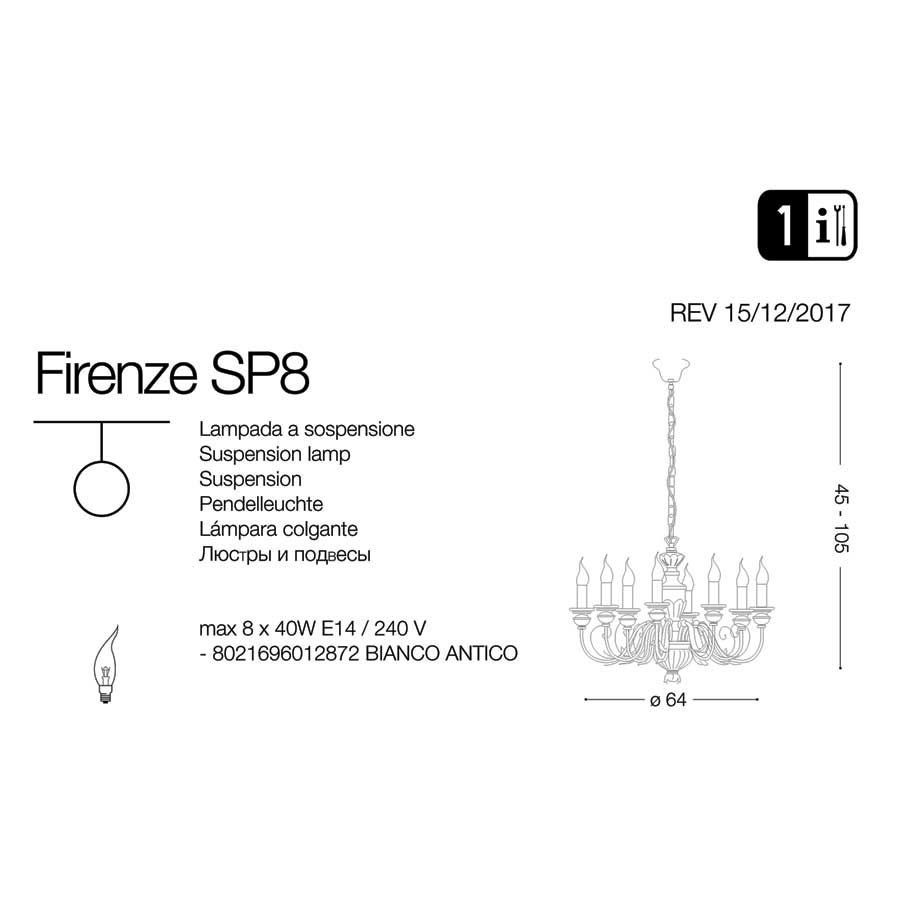 Люстра FIRENZE SP8 BIANCO ANTICO (012872), IDEAL LUX - Зображення 012872-.jpg