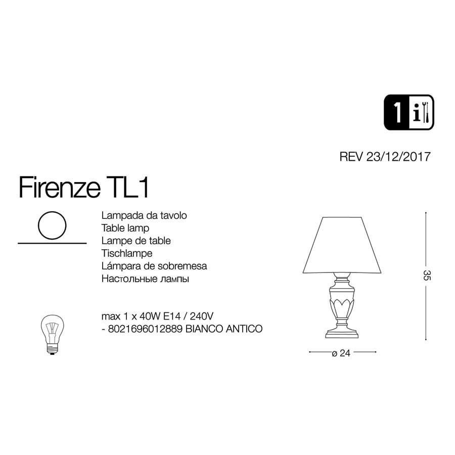 Настольная лампа FIRENZE TL1 ORO ANTICO (020853), IDEAL LUX - Зображення 012889-1.jpg