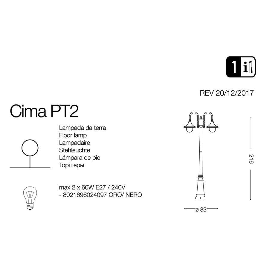 Світильник вуличний CIMA PT2 ANTRACITE (246833), IDEAL LUX - Зображення 024097-1.jpg