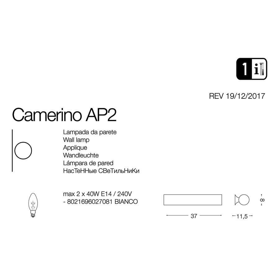 Бра CAMERINO AP2 (027081), IDEAL LUX - Зображення 027081-1.jpg