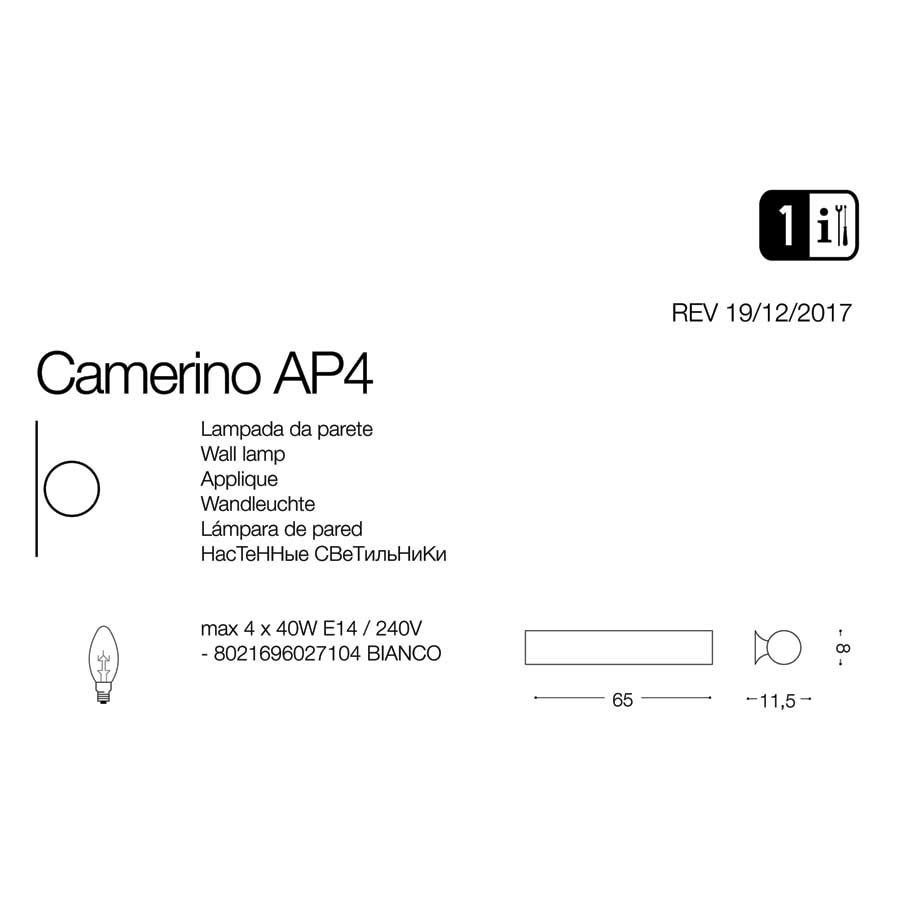 Бра CAMERINO AP4 (027104), IDEAL LUX - Зображення 027104-1_1.jpg