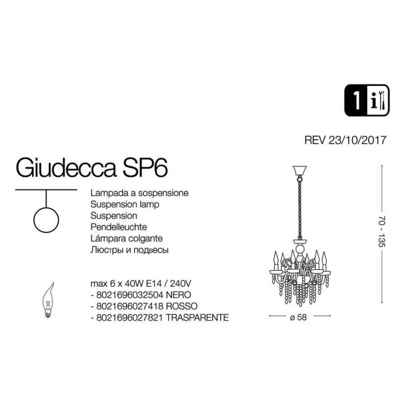 Люстра GIUDECCA SP6 TRASPARENTE (027821), IDEAL LUX - Зображення 027821-.jpg