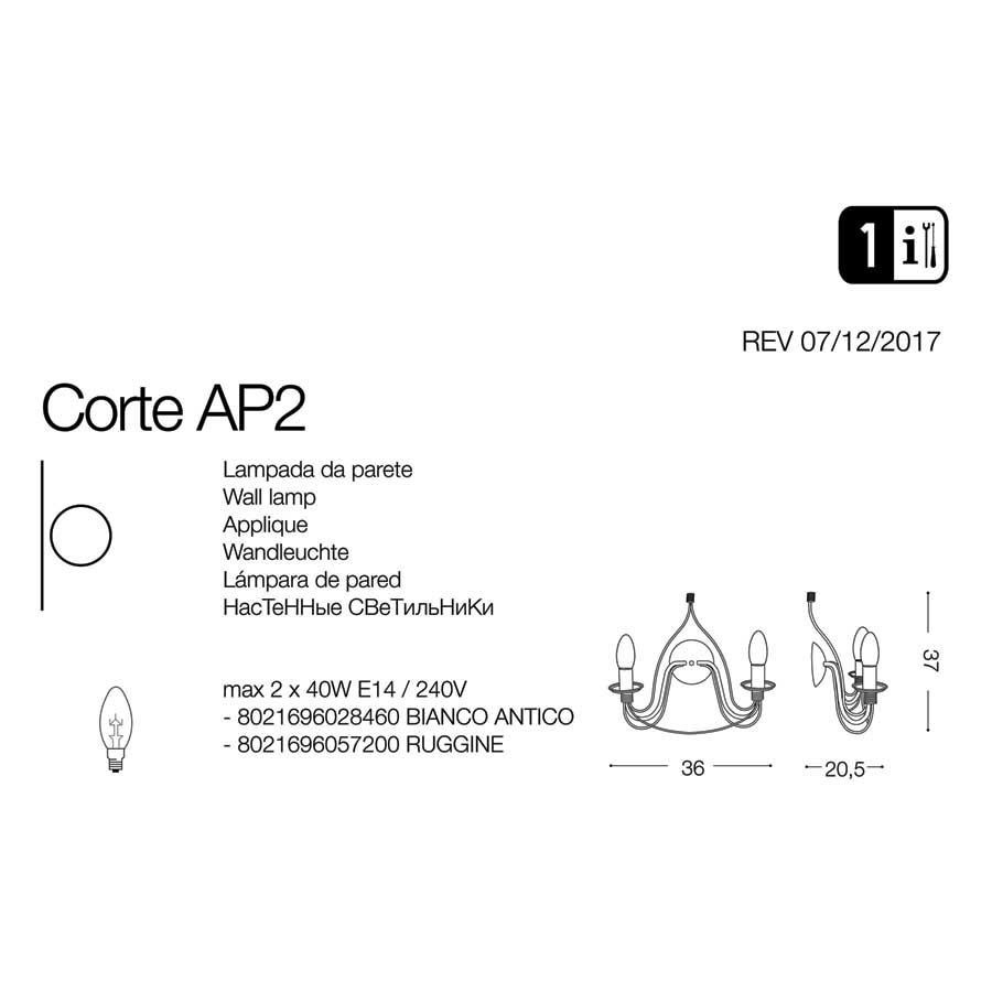 Бра CORTE AP2 BIANCO ANTICO (028460), IDEAL LUX - Зображення 028460--.jpg