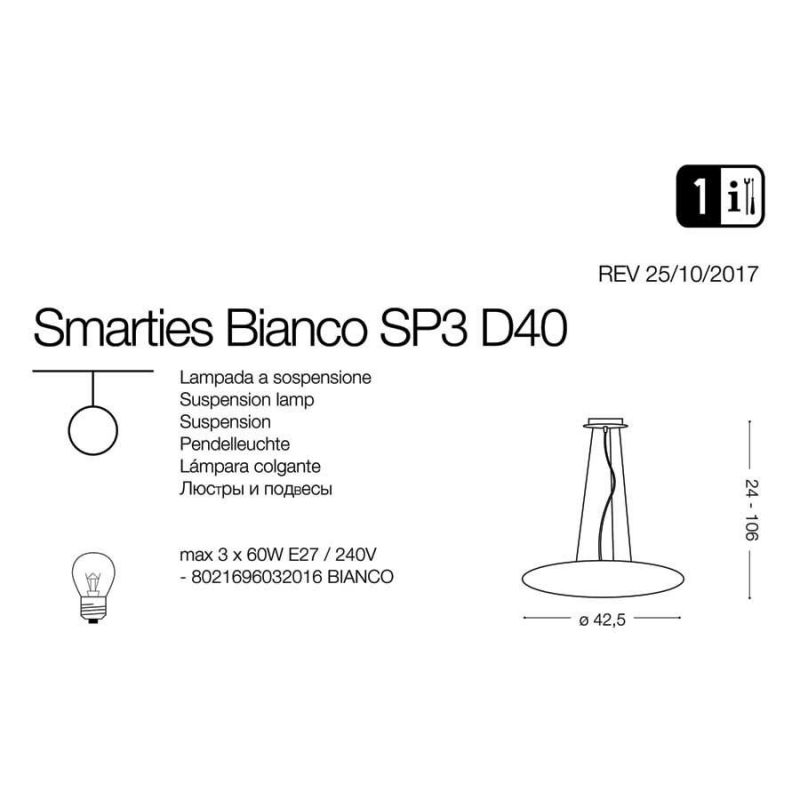 Люстра SMARTIES SP3 D40 BIANCO (032016), IDEAL LUX - Зображення 032016-.jpg