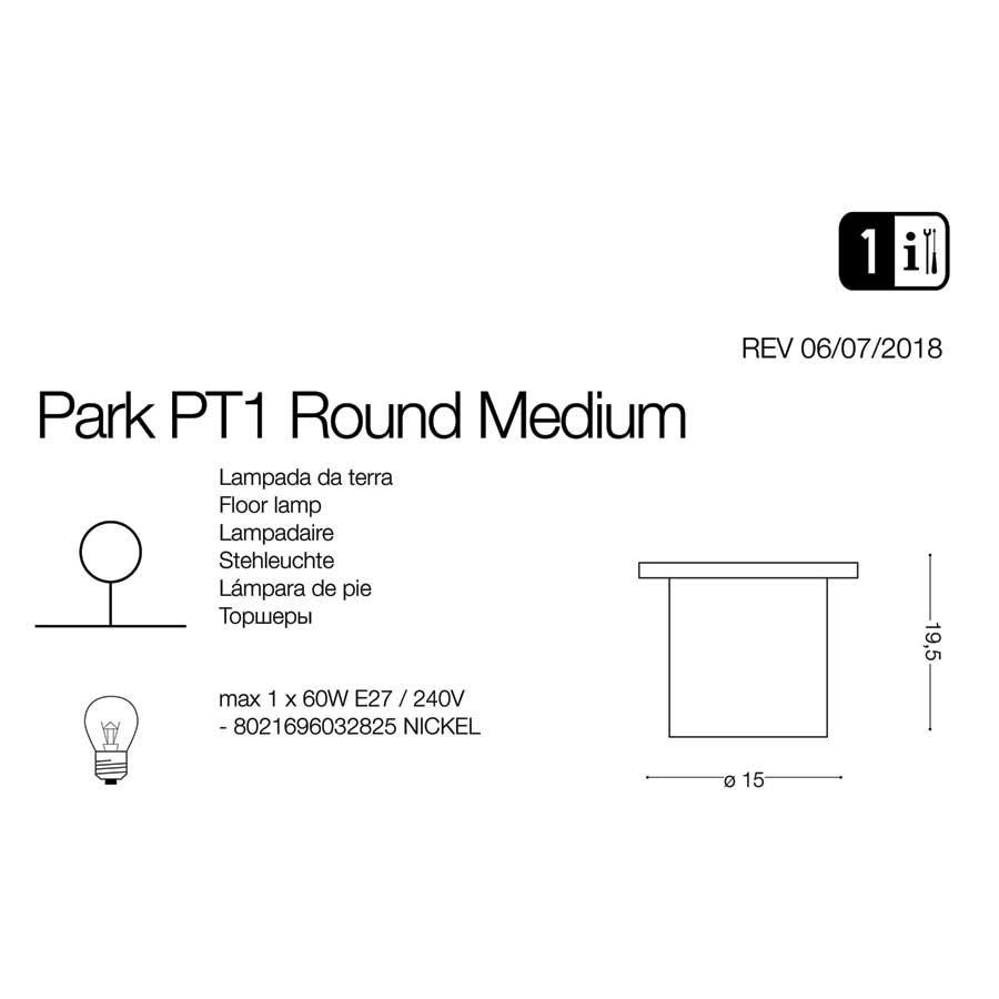 Світильник вуличний PARK PT1 ROUND MEDIUM (032825), IDEAL LUX - Зображення 032825-1.jpg