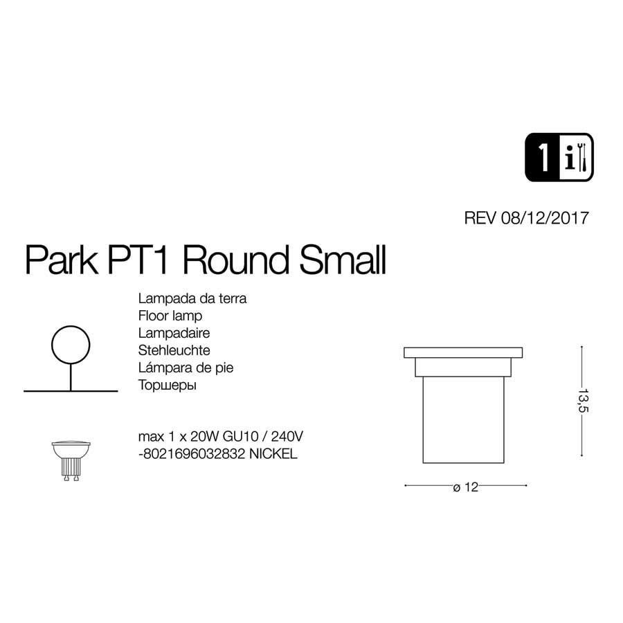 Светильник уличный PARK PT1 ROUND SMALL (032832), IDEAL LUX - Зображення 032832-1.jpg