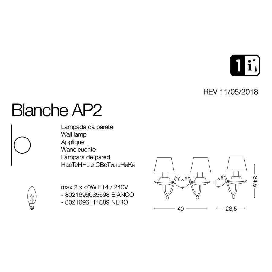 Бра BLANCHE AP2 NERO (111889), IDEAL LUX - Зображення 035598-.jpg