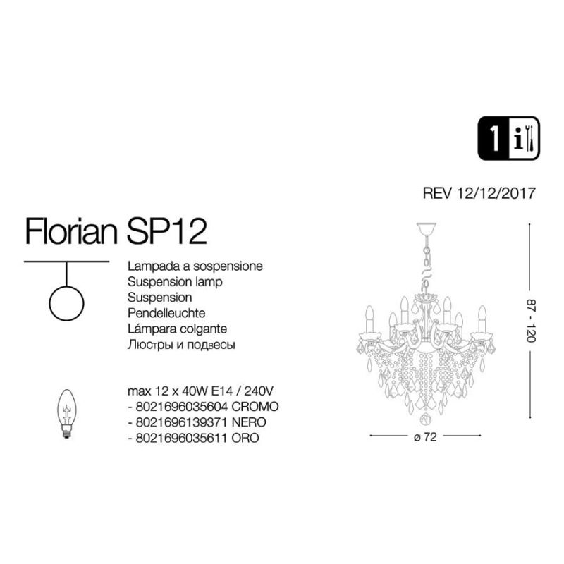Люстра FLORIAN SP12 CROMO (035604), IDEAL LUX - Зображення 035604-.jpg