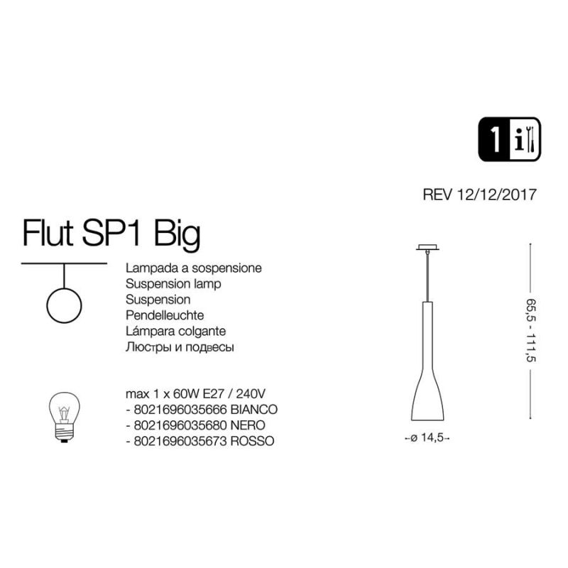 Люстра FLUT SP1 BIG BIANCO (035666), IDEAL LUX - Зображення 035666-.jpg