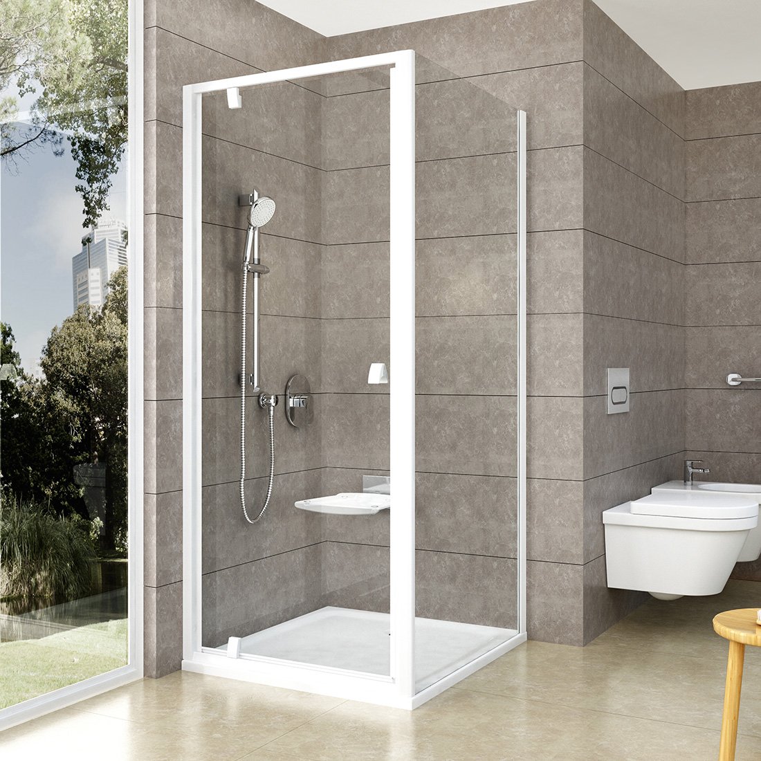 Душевые двери одноэлементные Pivot PDOP1-80 Transparent, (03G40101Z1) RAVAK - Зображення 03G40101Z1-1.jpg