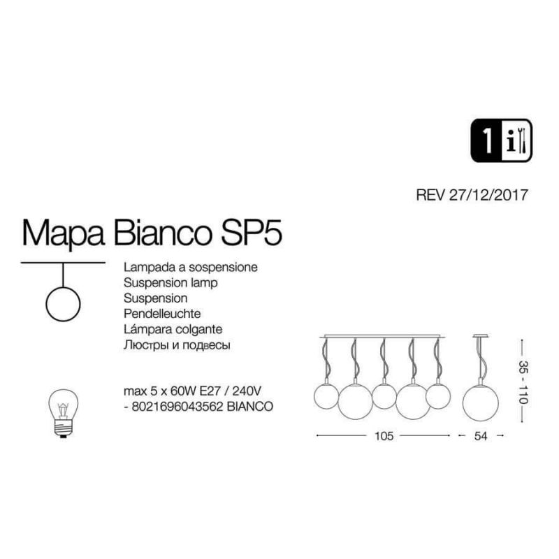 Люстра MAPA SP5 CROMO SFUMATO (140759), IDEAL LUX - Зображення 043562-.jpg