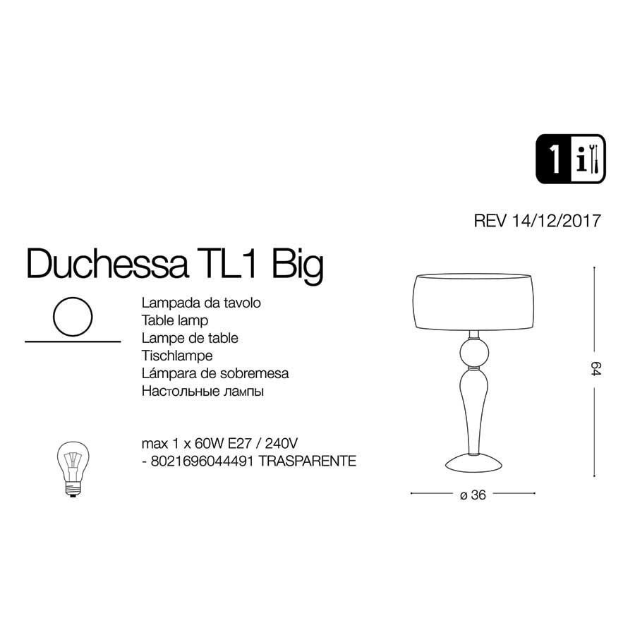 Настільна лампа DUCHESSA TL1 BIG (044491), IDEAL LUX - Зображення 044491-1.jpg