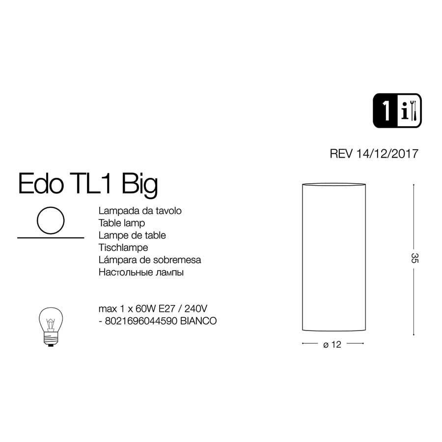 Настільна лампа EDO TL1 BIG (044590), IDEAL LUX - Зображення 044590-1.jpg