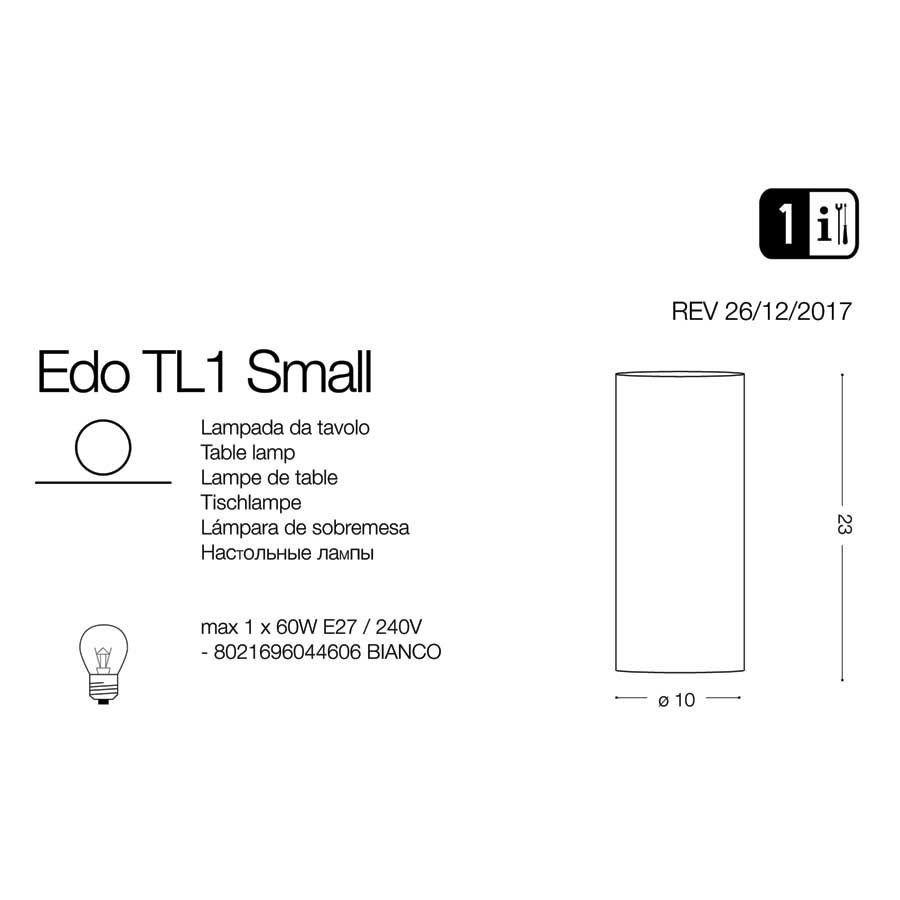 Настільна лампа EDO TL1 SMALL (044606), IDEAL LUX - Зображення 044606-1.jpg