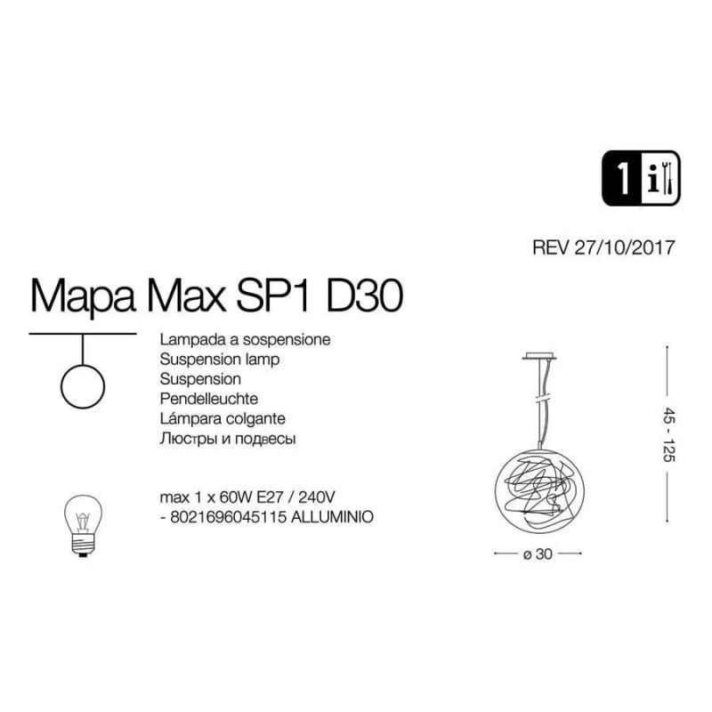 Люстра MAPA MAX SP1 D30 (045115), IDEAL LUX - Зображення 045115-1.jpg