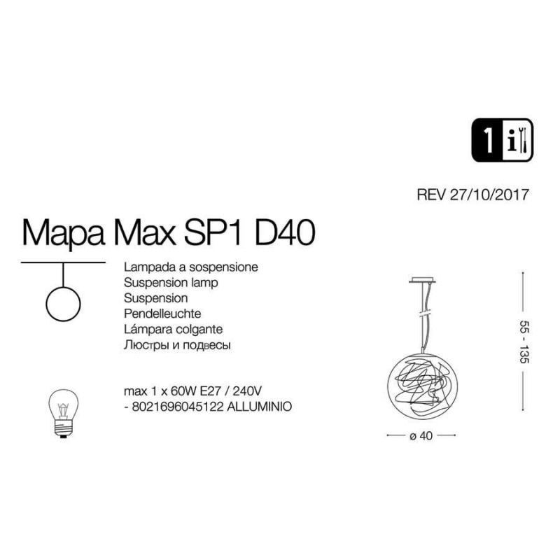 Люстра MAPA MAX SP1 D40 (045122), IDEAL LUX - Зображення 045122-1.jpg