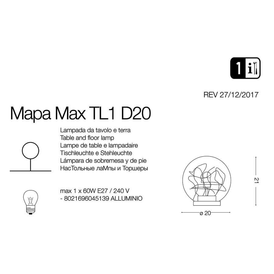 Настільна лампа MAPA MAX TL1 D20 (045139), IDEAL LUX - Зображення 045139-1.jpg