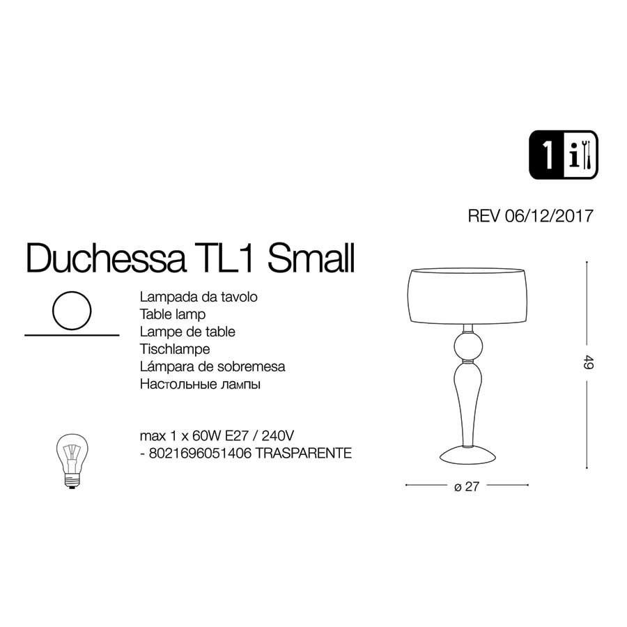 Настільна лампа DUCHESSA TL1 SMALL (051406), IDEAL LUX - Зображення 051406-1.jpg