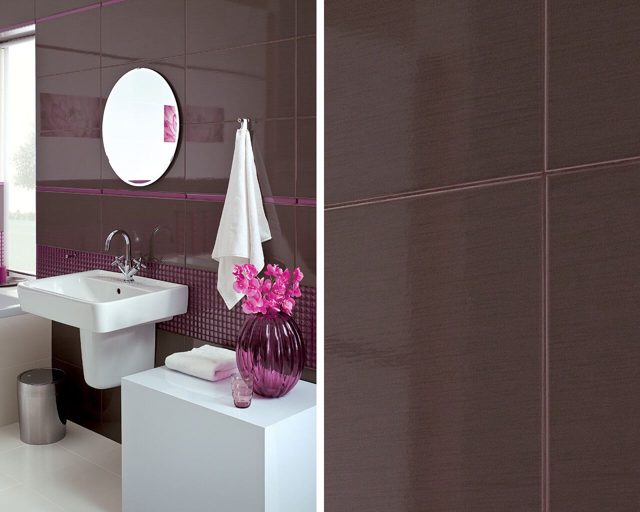 Фриз Uniwersalna listwa szklana Karmazyn 23x600x8 Paradyz - Зображення 05db1-aranzacja-nowoczesnej-lazienki-fiolet-szarosci-sorrenta-sorro-ceramika-paradyz_0.jpg