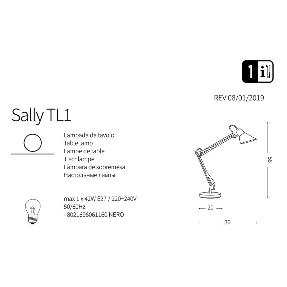 Настільна лампа SALLY TL1 (061160), IDEAL LUX - Зображення 061160-1.jpg