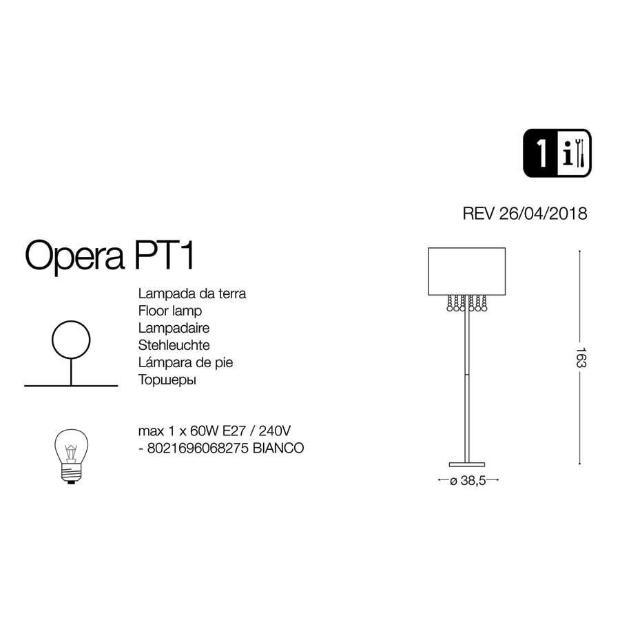 Торшер OPERA PT1 BIANCO (068275), IDEAL LUX - Зображення 068275-1.jpg