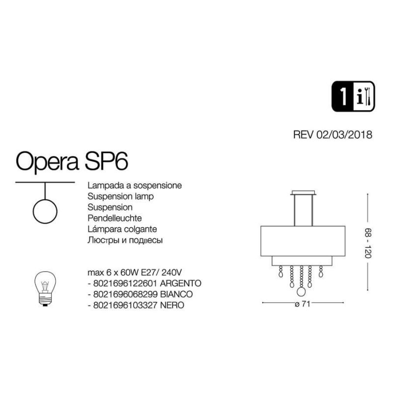 Люстра OPERA SP6 BIANCO (068299), IDEAL LUX - Зображення 068299-.jpg