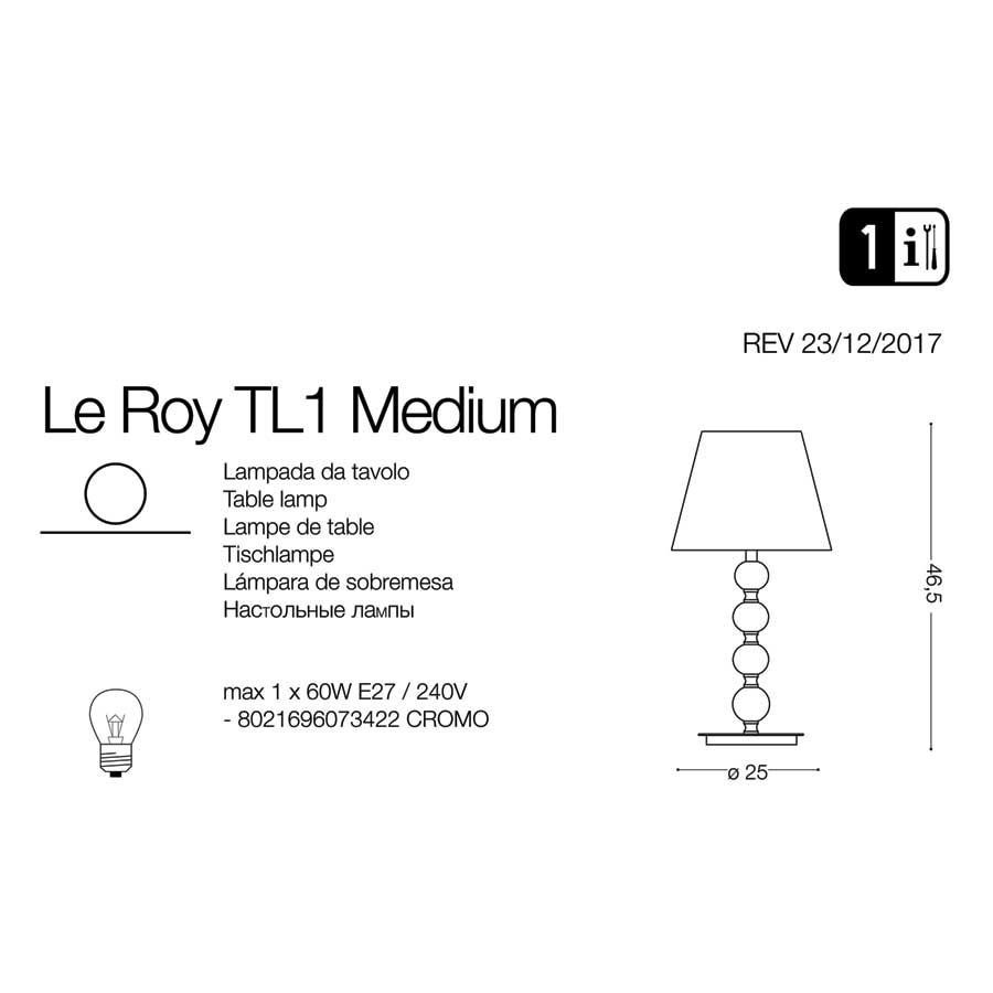 Настольная лампа LE ROY TL1 MEDIUM (073422), IDEAL LUX - Зображення 073422-1.jpg