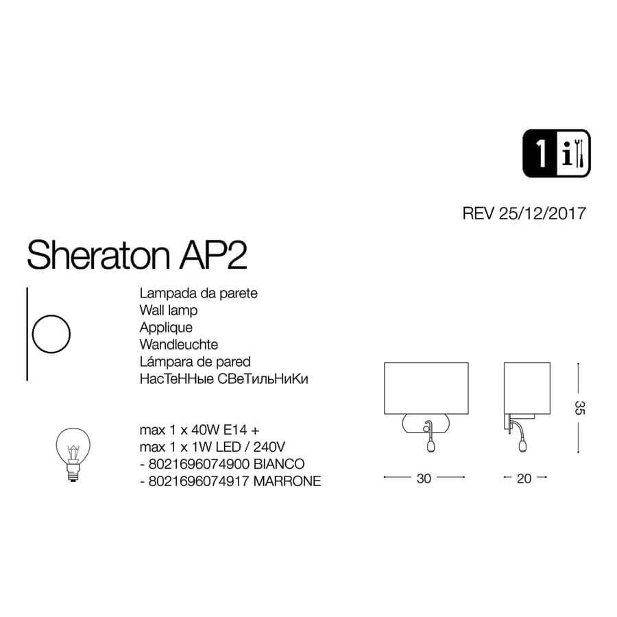 Бра SHERATON AP2 MARRONE (074917), IDEAL LUX - Зображення 074917-.jpg