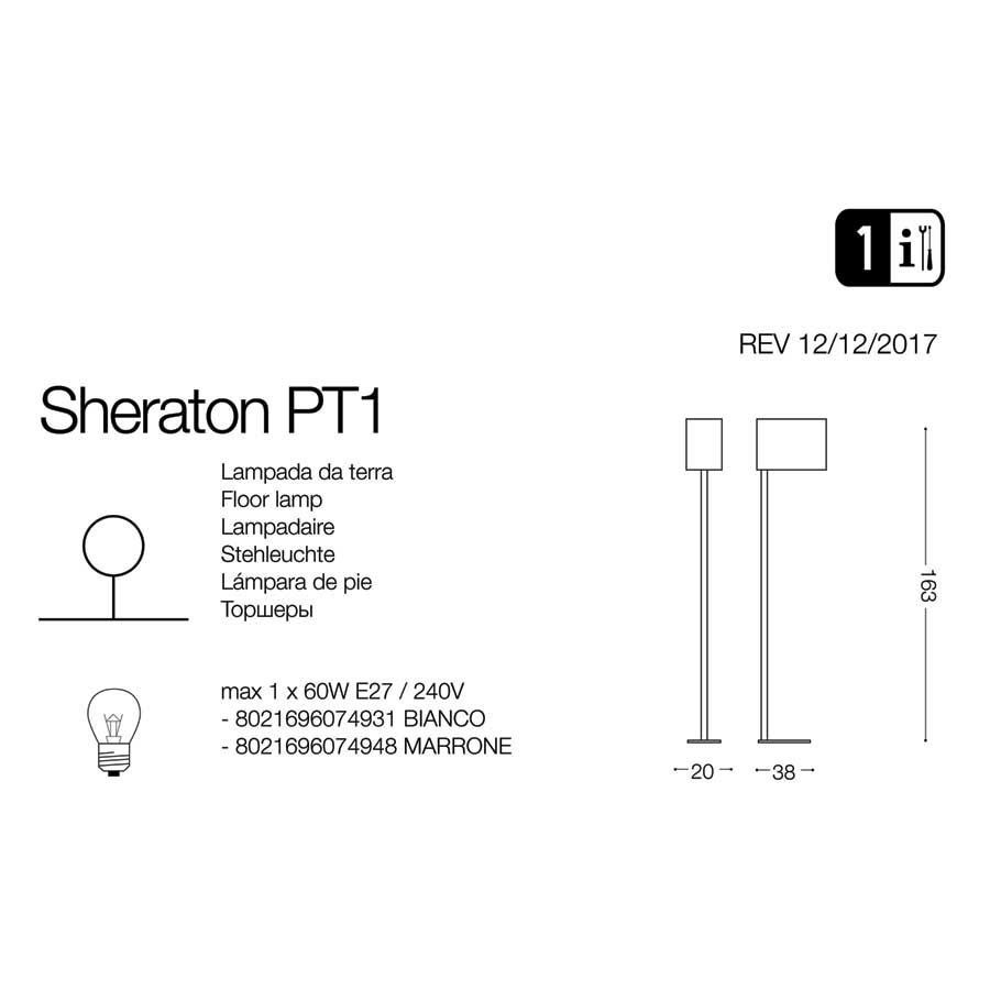 Торшер SHERATON PT1 BIANCO (074931), IDEAL LUX - Зображення 074931-1.jpg