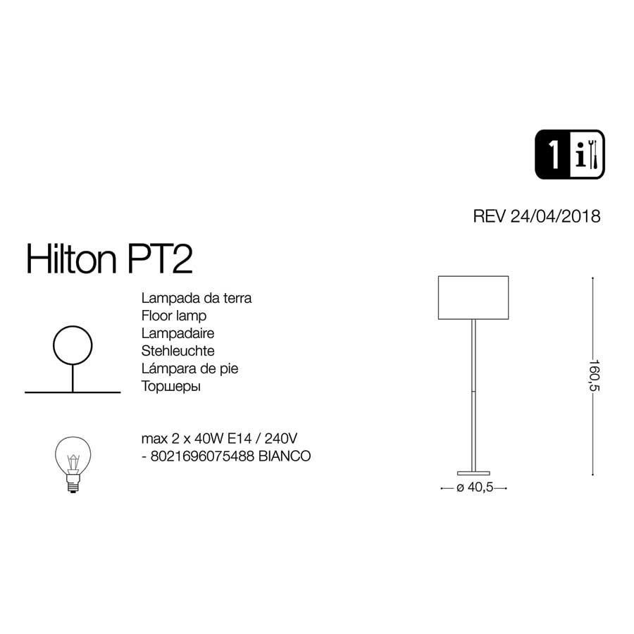 Торшер HILTON PT2 BIANCO (075488), IDEAL LUX - Зображення 075488-.jpg