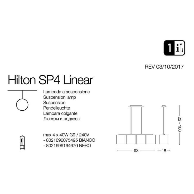 Люстра HILTON SP4 LINEAR BIANCO (075495), IDEAL LUX - Зображення 075495-.jpg