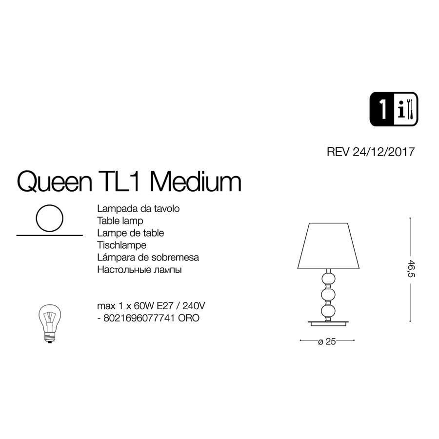 Настольная лампа QUEEN TL1 MEDIUM (077741), IDEAL LUX - Зображення 077741-1.jpg