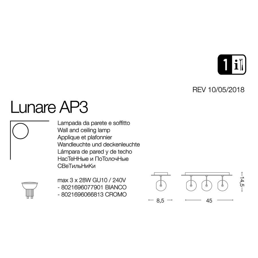 Спот LUNARE AP3 (077901), IDEAL LUX - Зображення 077901-.jpg