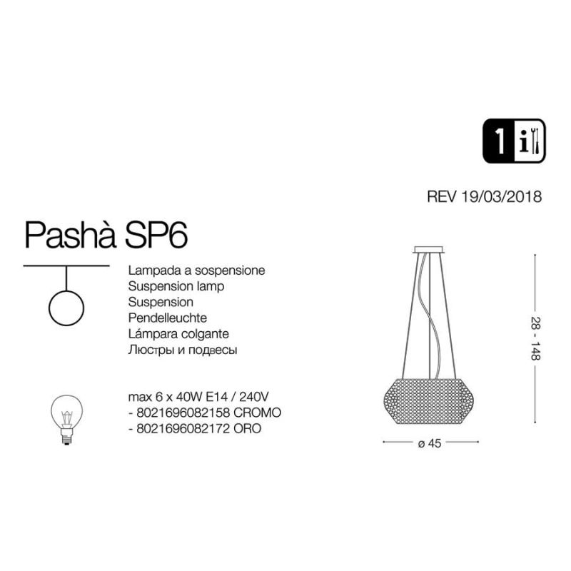 Люстра PASHA' SP6 CROMO (082158), IDEAL LUX - Зображення 082172-.jpg