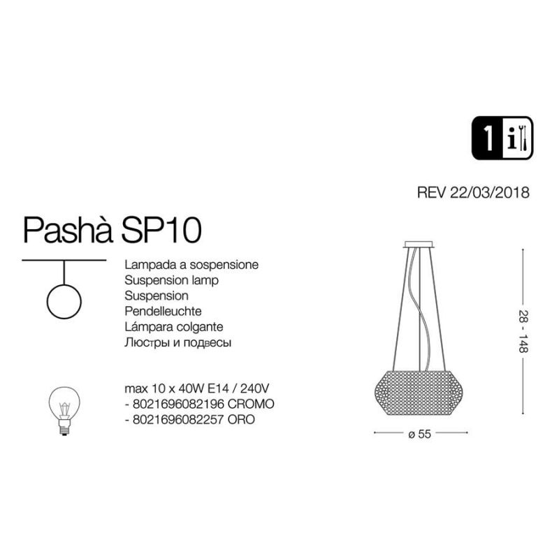 Люстра PASHA' SP10 ORO (082257), IDEAL LUX - Зображення 082257-.jpg