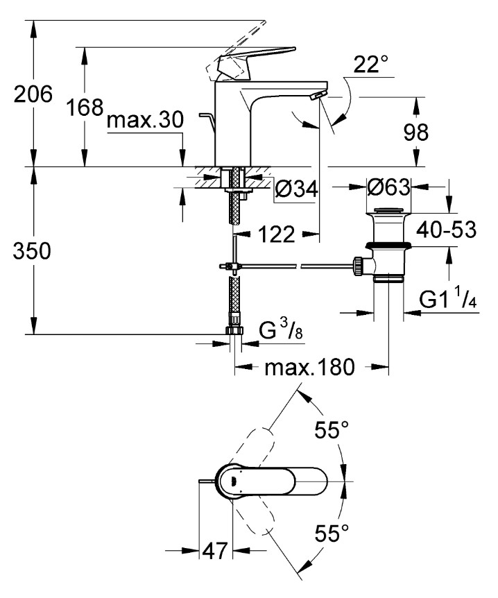 Змішувач для умивальника M-Size Eurosmart Cosmopolitan (23325000), Grohe - Зображення 08265-2332-2.jpg