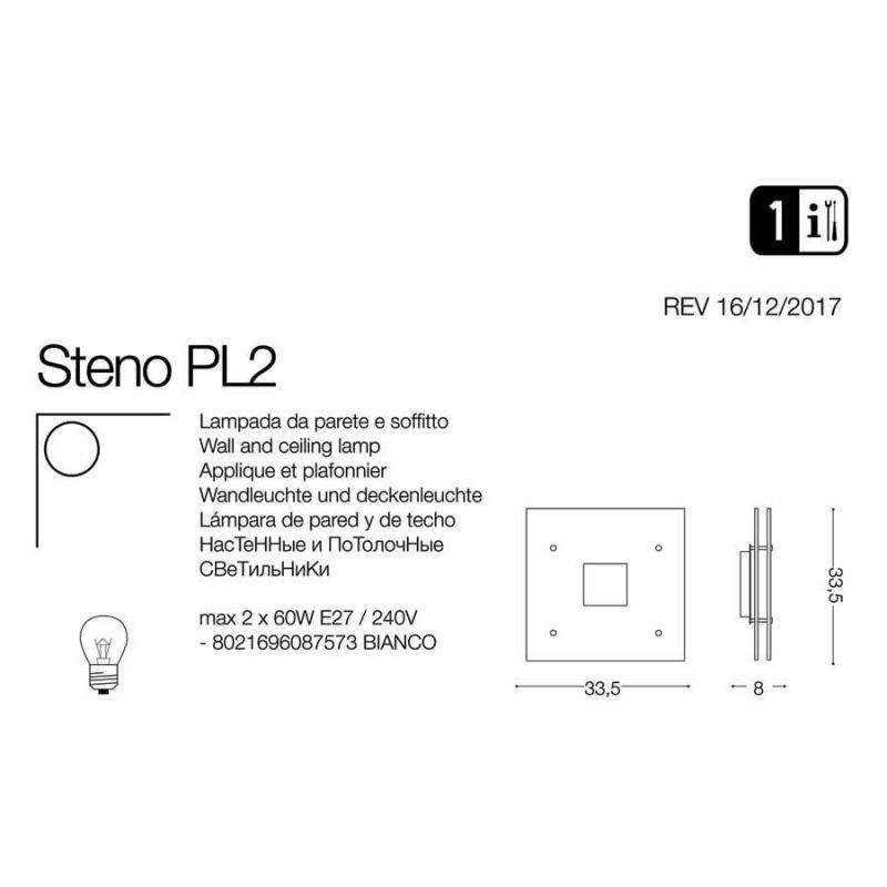 Світильник STENO PL2 (087573), IDEAL LUX - Зображення 087573-.jpg