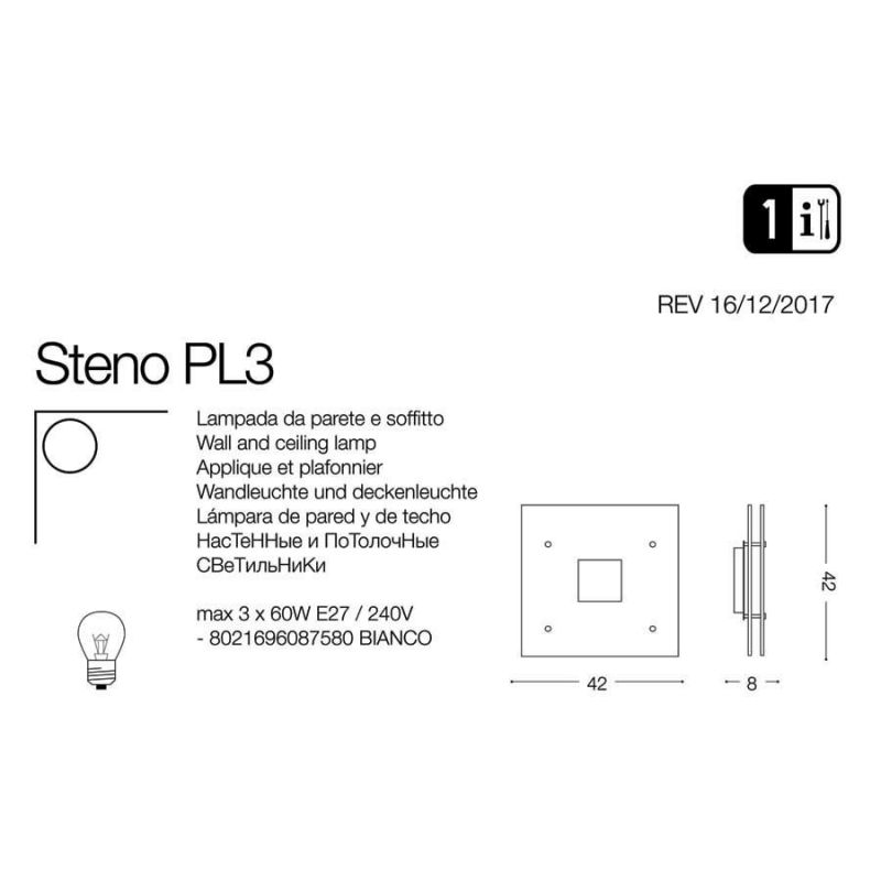 Світильник STENO PL3 (087580), IDEAL LUX - Зображення 087580-1.jpg