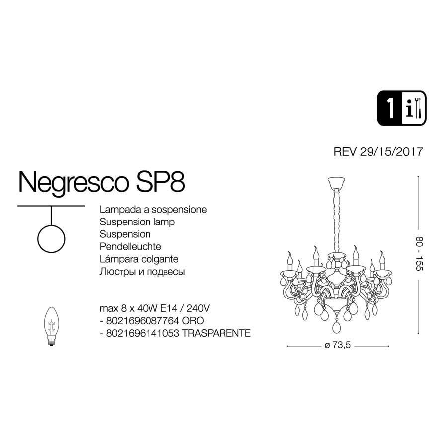 Люстра NEGRESCO SP8 TRASPARENTE (141053), IDEAL LUX - Зображення 087764-.jpg