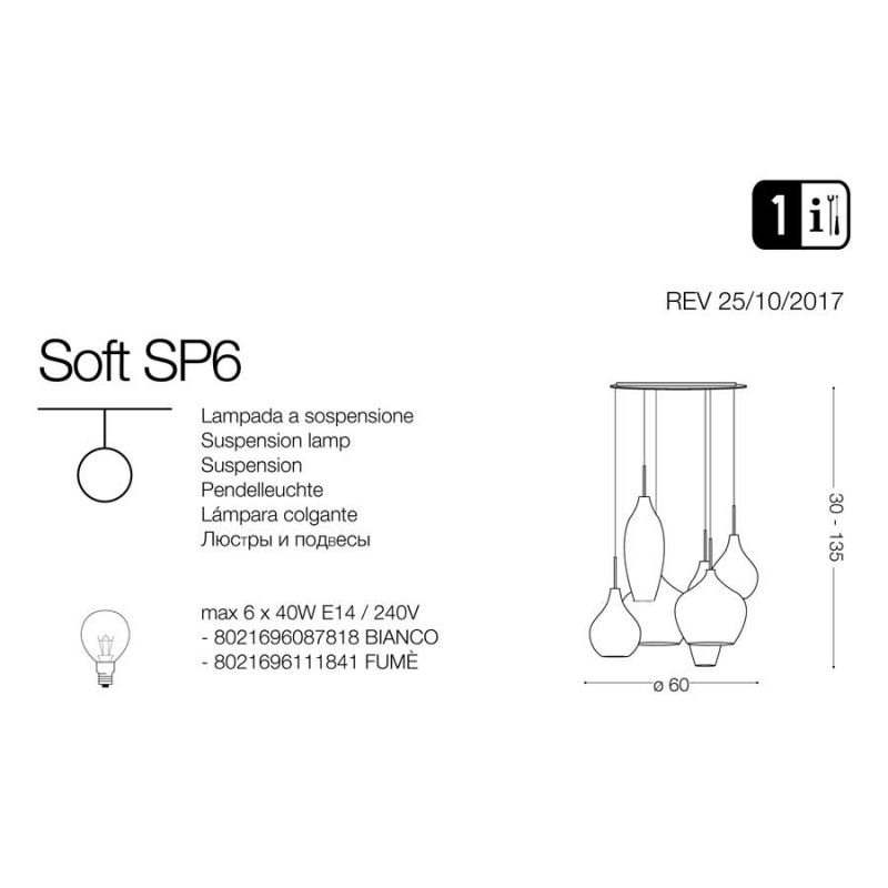 Люстра SOFT SP6 BIANCO (087818), IDEAL LUX - Зображення 087818-.jpg