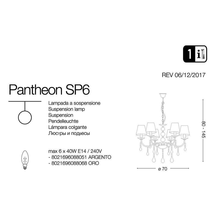 Люстра PANTHEON SP6 ARGENTO (088051), IDEAL LUX - Зображення 088068-.jpg